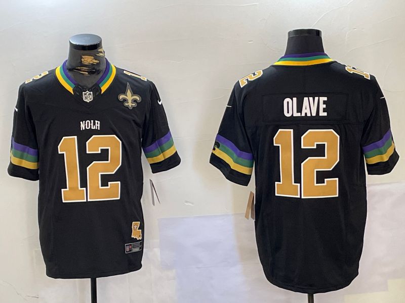 Men New Orleans Saints #12 Olave Black Three generations 2024 Nike Vapor Limited NFL Jersey style 4->new york giants->NFL Jersey